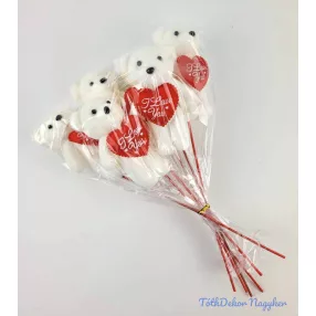 Pálcás maci betűző szívvel 6 db/csomag 8x32 cm