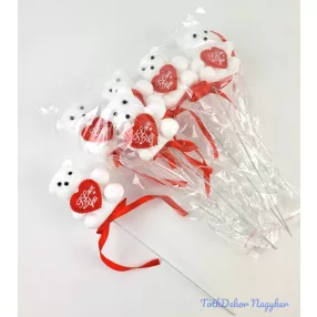 Pálcás maci betűző szívvel 6 db/csomag 5,5x22,5 cm