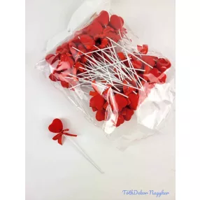 Pálcás szív betűző 50 db/csomag 2x11 cm - Piros