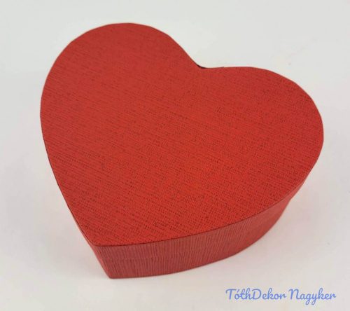 Szív papírdoboz 18x16x8 cm - Bordás Piros