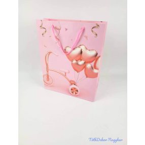   Ajándéktáska 32x25,5x10 cm - Rózsaszín szív mintás 6 C