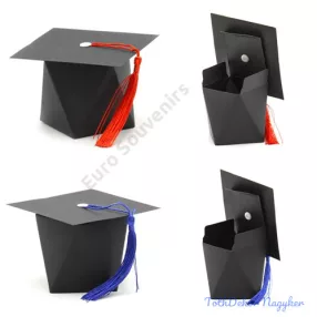 Kalap papírdoboz ballagásra 9x9x6 cm - Piros és Kék