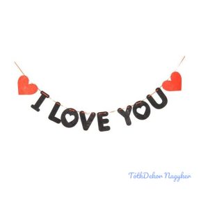   Girland "I love you" felirattal szivecskével 11x6x110 cm