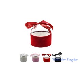 Akril búrás bársonyos kerek doboz 13x13cm - Rózsaszín