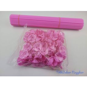 Lufitartó + pálca 40 cm színes 100db/cs - Rózsaszín