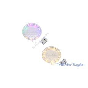   LED-es "I love you" feliratos kerek táblácska 8cm - Melegfényű