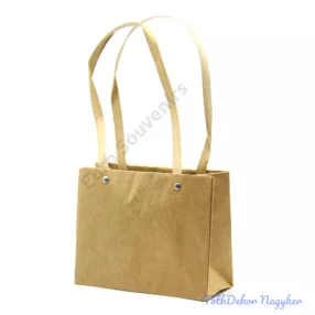 Papírfüles virágtáska 18x14,5x8cm - Natúr