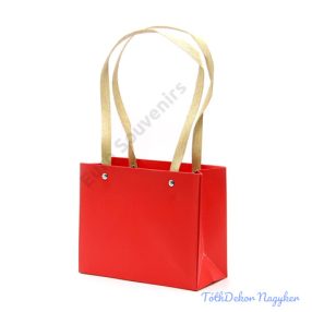 Papírfüles virágtáska 18x14,5x8cm - Piros