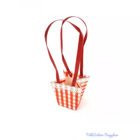 Virágtáska csipkés kocka kicsi trapéz - Piros