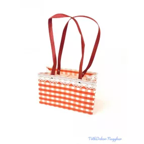 Virágtáska csipkés kocka duplás - Piros