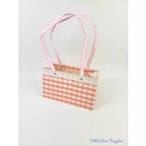 Virágtáska csipkés kocka duplás - Rózsaszín