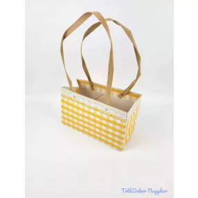 Virágtáska csipkés kocka duplás - Sárga