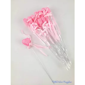 Pálcás szív betűző 12 db/csomag 21 cm - Gl Rózsaszín