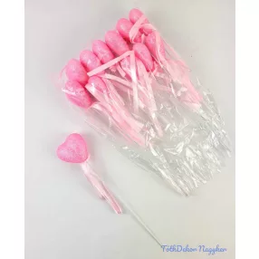 Pálcás szív betűző 12 db/csomag 21 cm - Gl Rózsaszín