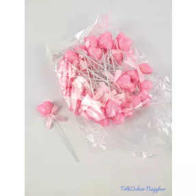 Pálcás szív betűző 50 db/csomag 11 cm - Gl Rózsaszín