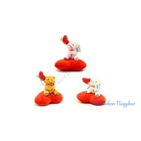 Szíven ülő maci plüss 17,5x16 cm - Barna