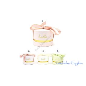   Egyszínű masnis papír ajándékdoboz henger 12x9 cm - Piszkos Fehér