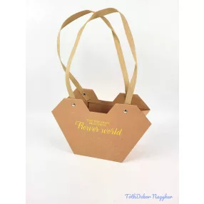 Virágtáska szögletes - Natúr