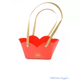 Virágtáska szirmos - Piros