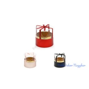 Búrás metál henger doboz 13x13cm - Rosegold