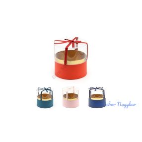 Búrás színes henger doboz 13x13cm - Piros