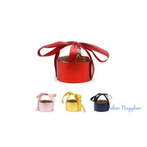 Búrás kerek metál doboz 12,5x12,5x11,5cm - Piros