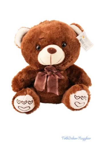 Simaszőrű plüss maci 22x18cm - Sötétbarna