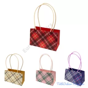 Virágtáska duplás kocka mintás - Piros