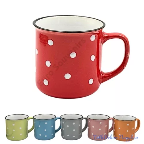 Pöttyös bögre 9x8,5cm - Rózsaszín