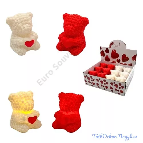 LED-es maci forma szívvel 6x5,5cm - Kötött