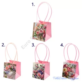 Virágtáska nagy kocka rózsaszín virágos - 4