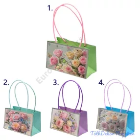 Virágtáska duplás rózsa mintás - Kék