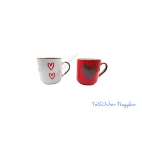 Bögre szív mintával 9x9,5cm - Piros