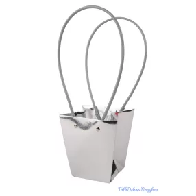 Virágtáska kicsi trapéz Metál - Ezüst