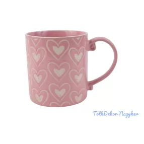 Szív a szívben mintás bögre 10,1x11,2cm - Rózsaszín