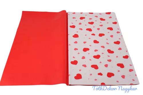 Fólia ív 56x56cm 20db/cs - Szivecskés - Piros