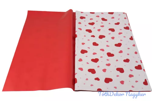 Fólia ív 56x56cm 20db/cs - Szivecskés - Bordó