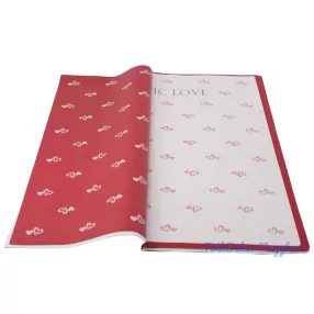   Fólia ív 56x56cm 20db/cs - Fehér alapon szivecskés - Bordó