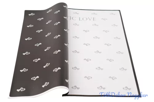 Fólia ív 56x56cm 20db/cs - Fehér alapon szivecskés - Fekete