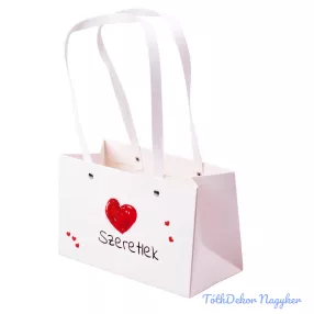 Feliratos tégla virág táska 22x10,5x13,5cm - Szeretlek