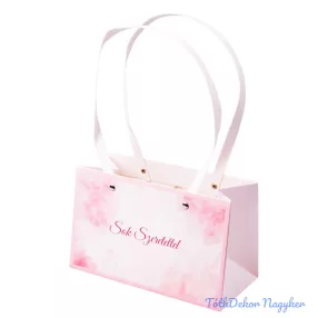   Feliratos tégla virág táska 22x10,5x13,5cm - Sok szeretettel 2