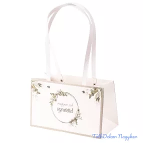   Feliratos tégla virág táska 22x10,5x13,5cm - nagyon sok szeretettel