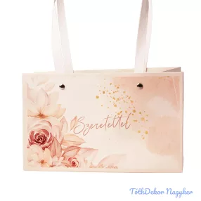   "Szeretettel" feliratos virág táska 22(h) x 10.5(sz) x 13.5(m) cm (FBL-13)