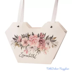 Feliratos virágtáska 23,5x12,5x35cm - Szeretettel