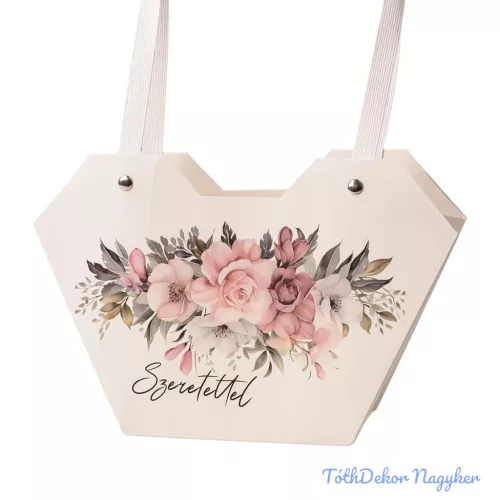 Feliratos virágtáska 23,5x12,5x35cm - Szeretettel