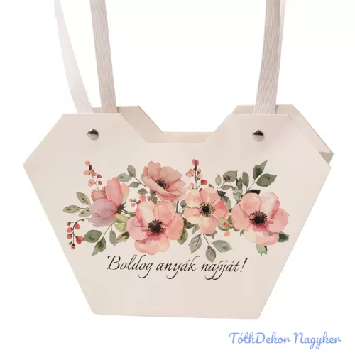 Feliratos virágtáska 23,5x12,5x35cm - Boldog anyák napját!