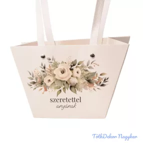   "Szeretettel anyának" feliratos virág táska 20(h) x 12(sz) x 12(m) cm