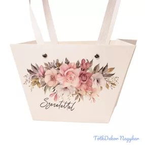   "Szeretettel" feliratos virág táska 20(h) x 12(sz) x 12(m) cm