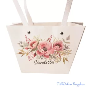   "Szeretettel" feliratos virág táska 20(h) x 12(sz) x 12(m) cm