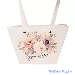 Feliratos virágtáska 20x12x12cm - Szeretettel
